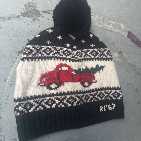 Ralph Lauren Other - Polo Ralph Lauren Black / Red Wool “Winter Truck” Pom Pom Beanie Cap 67’